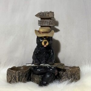 DWK‎ Black Bear Country Hunter Salt and Pepper Shaker Holder